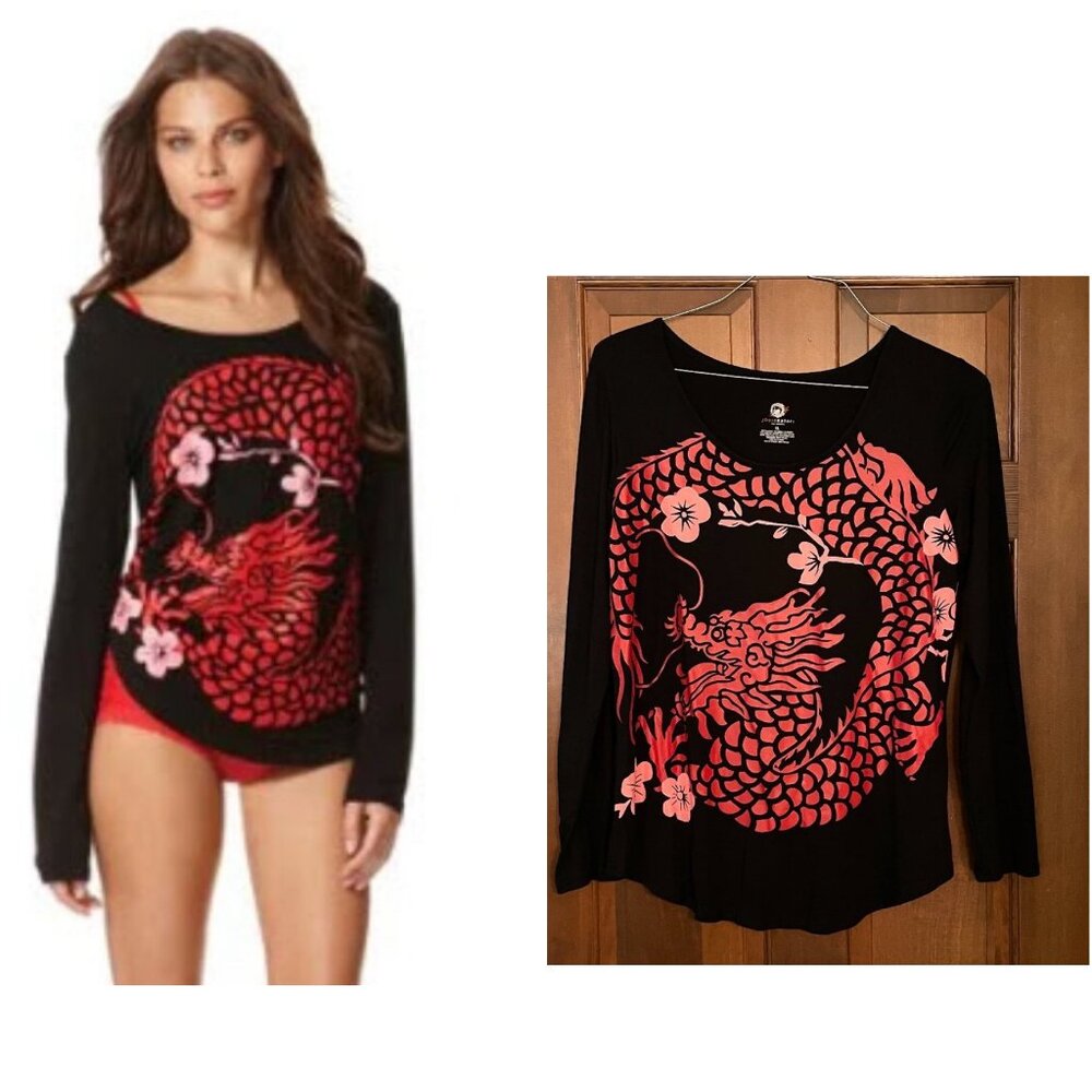 NWOT Size XL Josie Natori for Target long-sleeved dragon black shirt